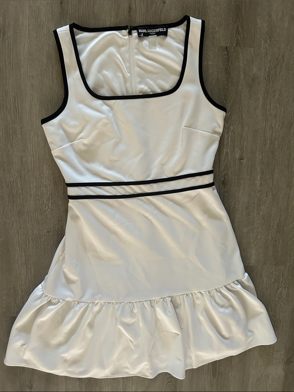 Karl Lagerfeld White Dress with Black Trim